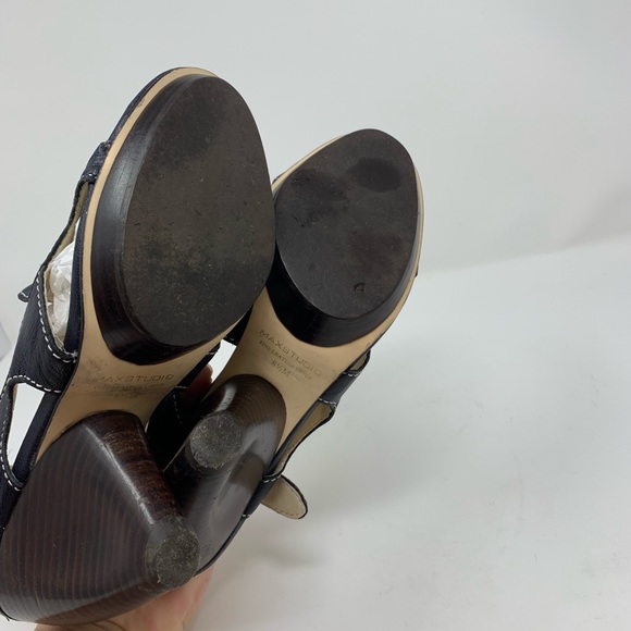 Max Studio Navy Stack Heel Sandal 8.5 - Picture 8 of 8